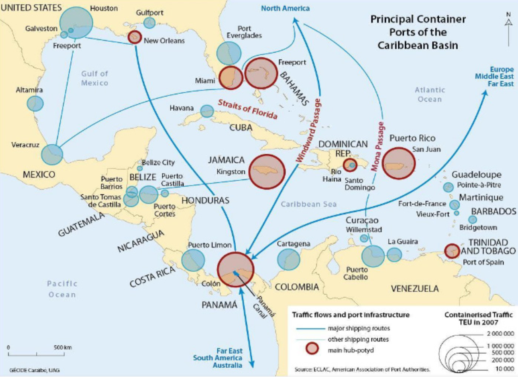 Figure 1: Principal Container Ports of the Caribbean Basin.