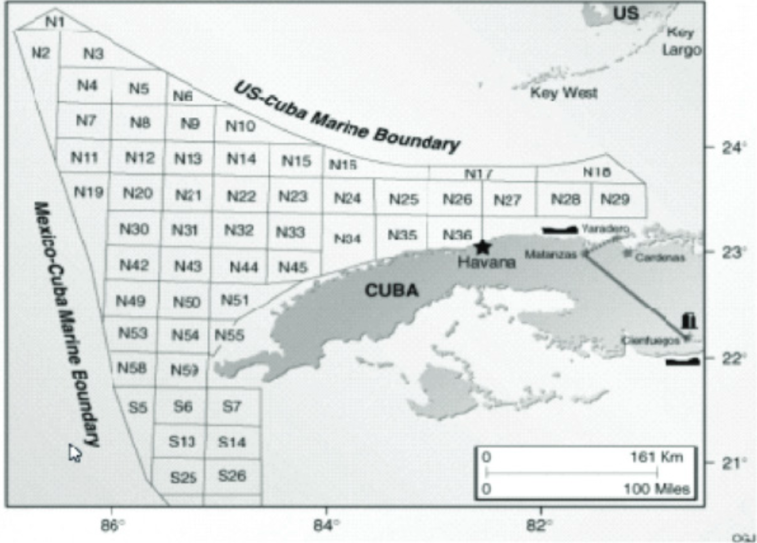 Figure 3: Potential offshore oil areas in Cuba.